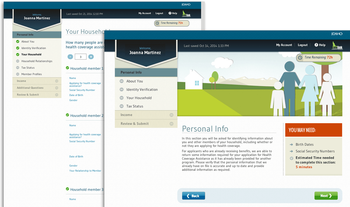 Idalink interstitial and sample form page