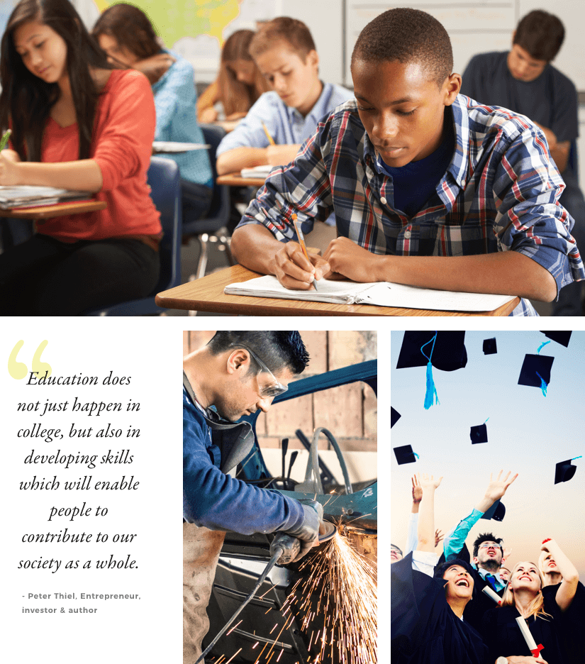 students at school and at work