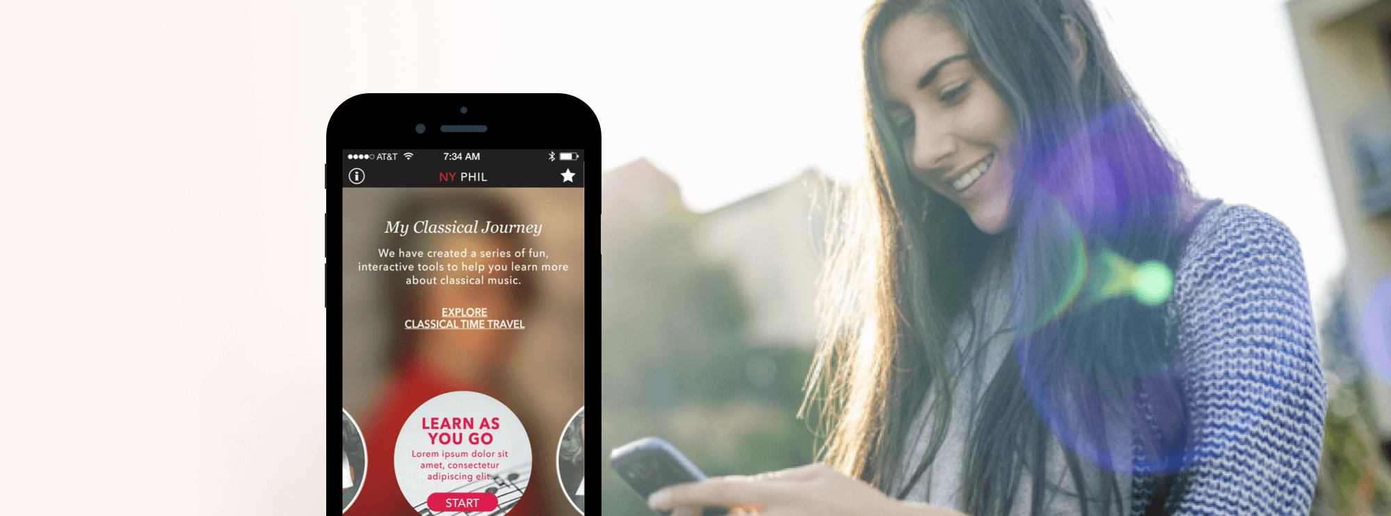 mobile product mockup and millenial girl